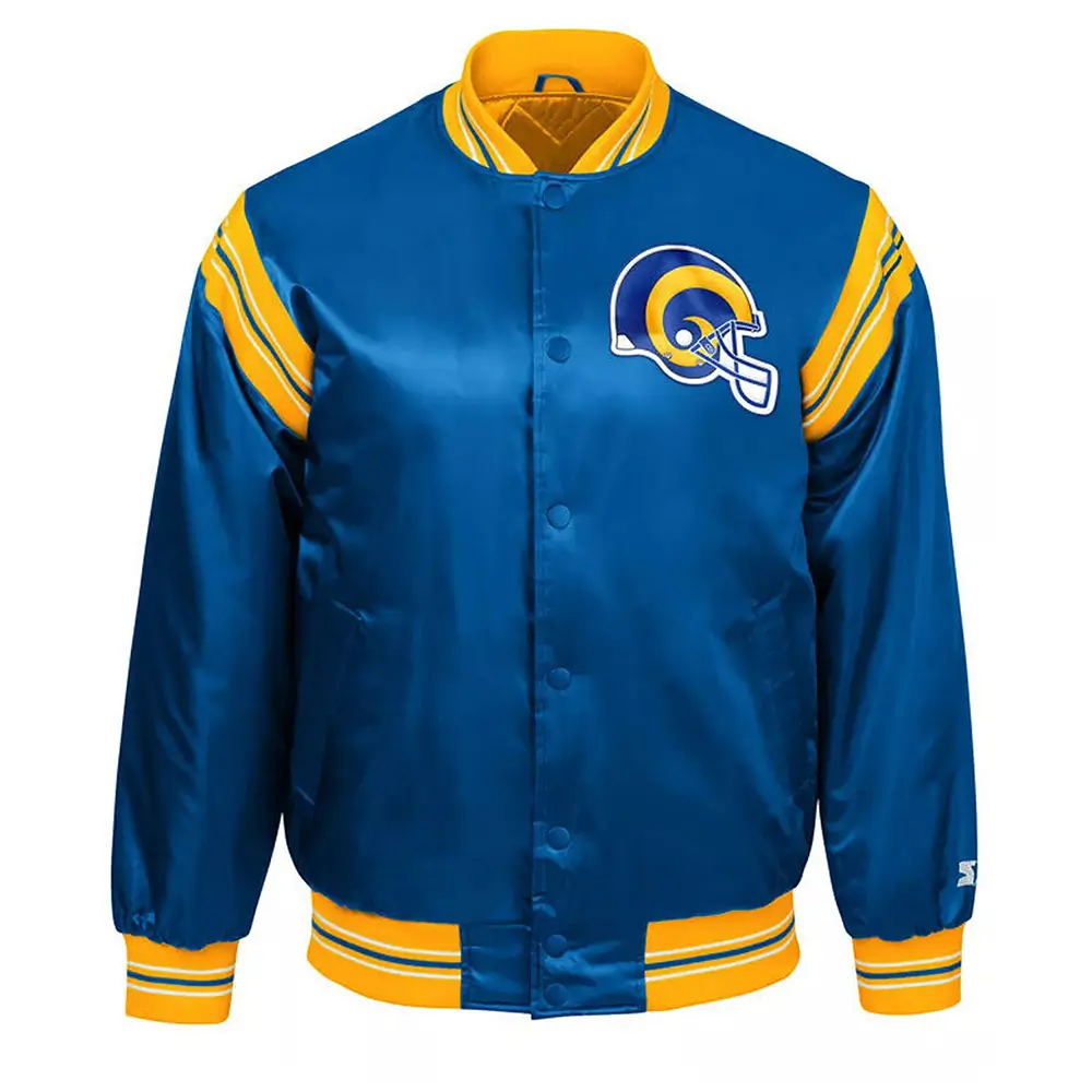 Los Angeles Rams The Enforcer Royal Blue Satin Varsity Jacket