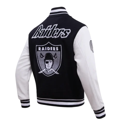 Las Vegas Raiders Retro Classic Wool & Leather Varsity Jacket - Image 3