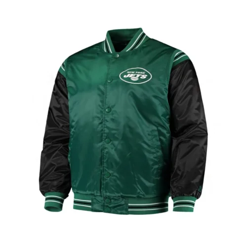 New York Jets The Enforcer  Green/Black Satin Varsity Jacket