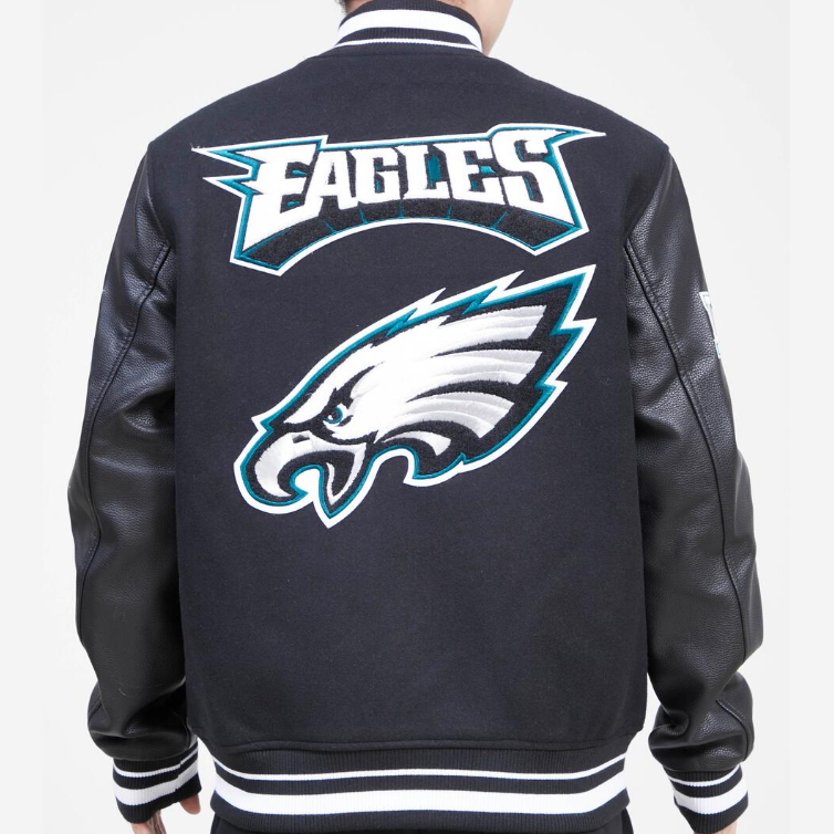 Philadelphia Eagles Mashup Wool & Leather Varsity Jacket - Image 4
