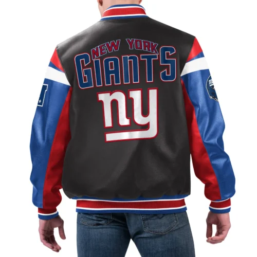 Alternative view of New York Giants Full-Zip Leather Varsity Jacket - Black