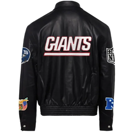 Alternative view of New York Giants Black Full Leather Varsity Jacket