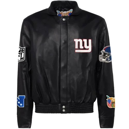 New York Giants Black Full Leather Varsity Jacket