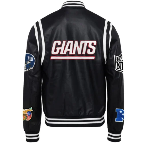 Alternative view of New York Giants  Classic Rib Black Full Leather  Varsity Jacket