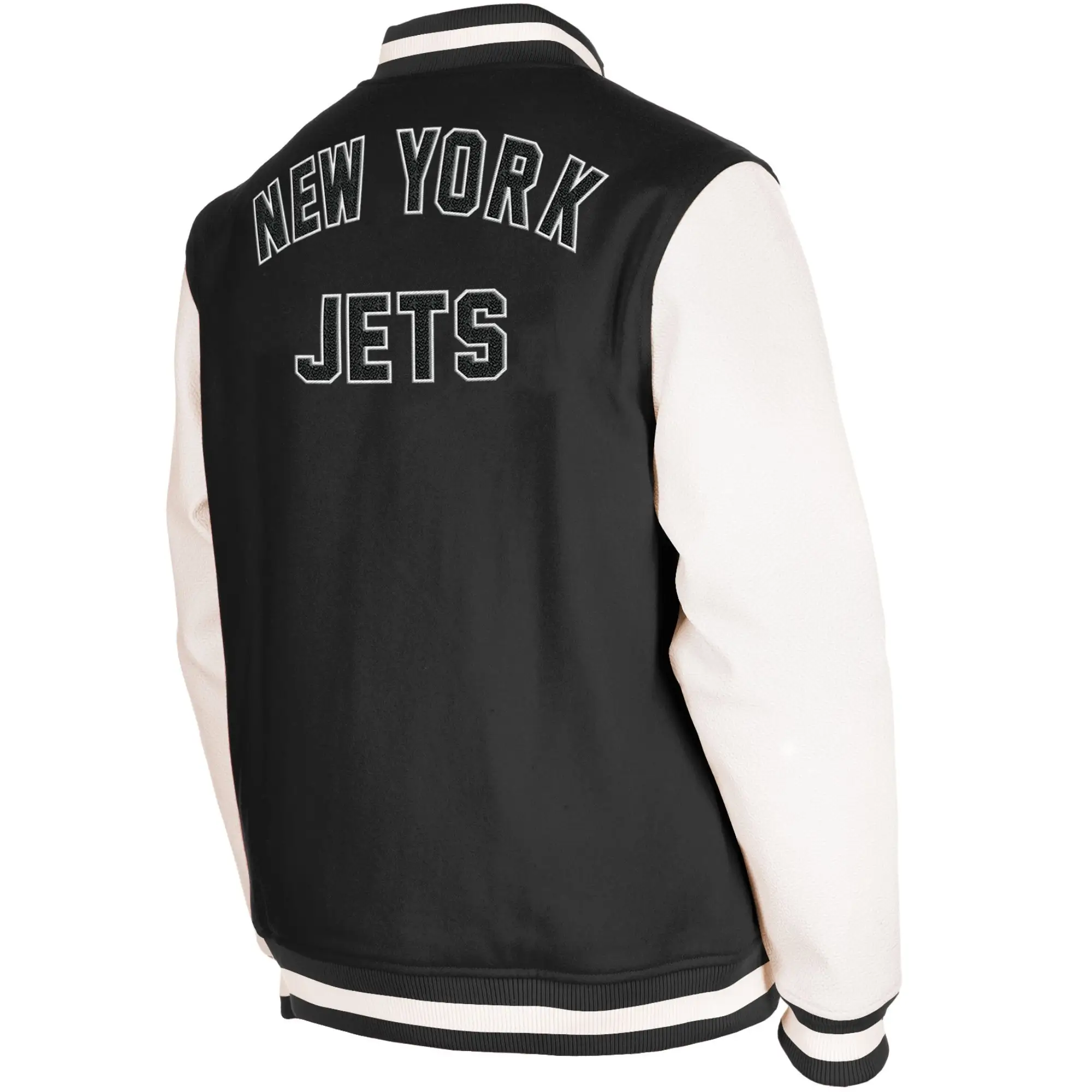 New York Jets New Era Third Down Varsity Full-Snap Black/White Varsity Jacket - Image 2
