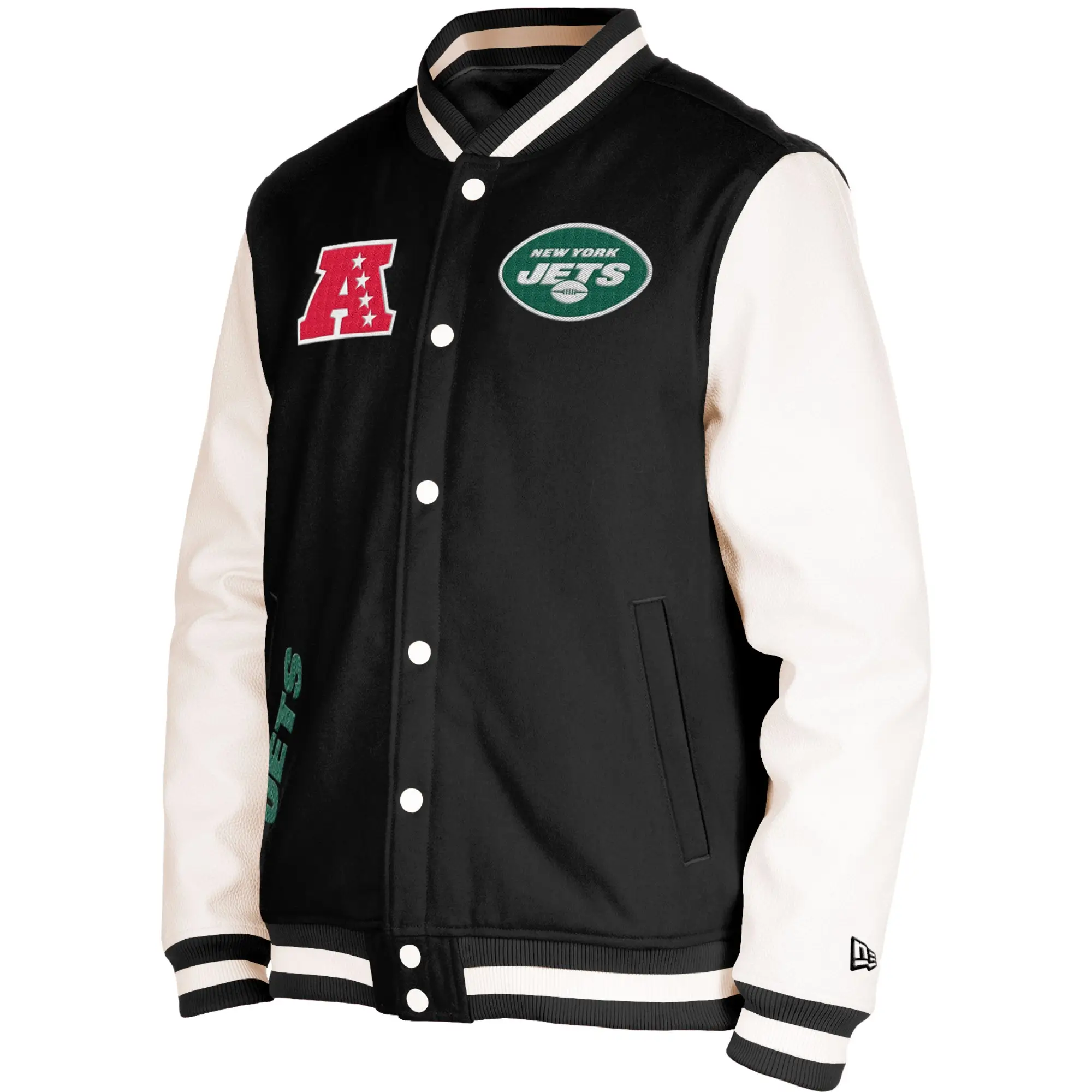 New York Jets New Era Third Down Varsity Full-Snap Black/White Varsity Jacket