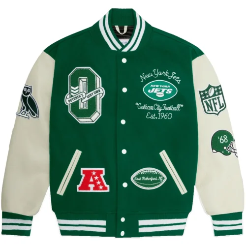 New York Jets Wool & Leather Full-Snap Varsity Jacket