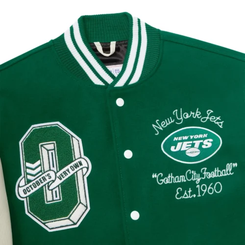 New York Jets Wool & Leather Full-Snap Varsity Jacket - Image 3