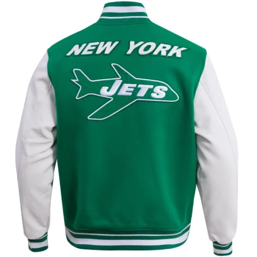 Alternative view of New York Jets Retro Classic Rib Wool & Leather Varsity Jacket