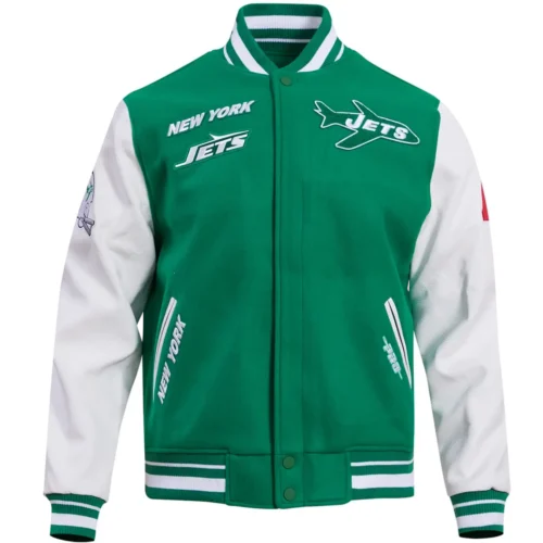 New York Jets Retro Classic Rib Wool & Leather Varsity Jacket