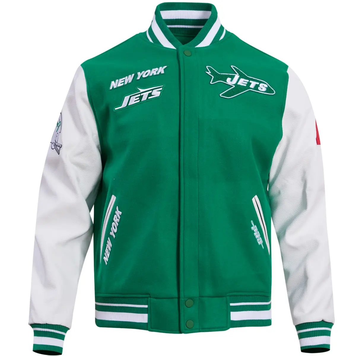 New York Jets Retro Classic Rib Wool & Leather Varsity Jacket