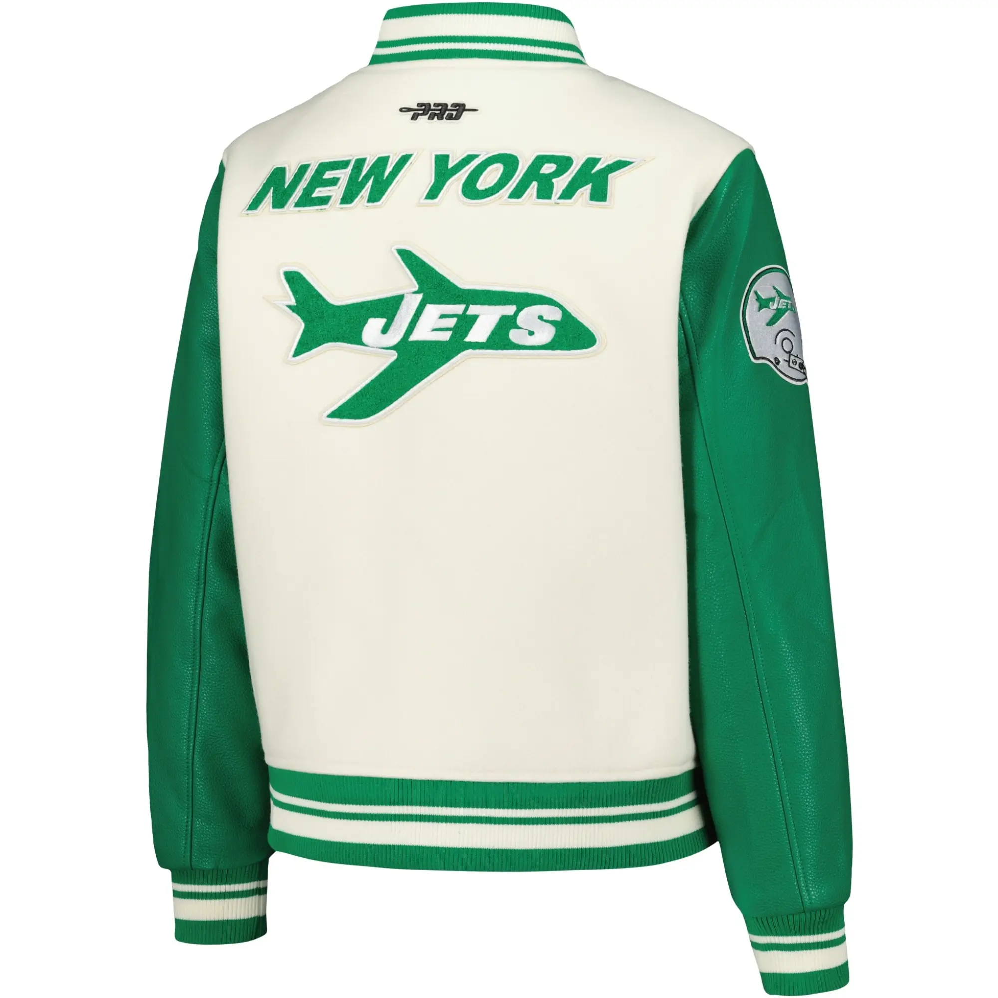 New York Jets Retro Classic Vintage Wool & Leather Varsity Jacket - Image 2