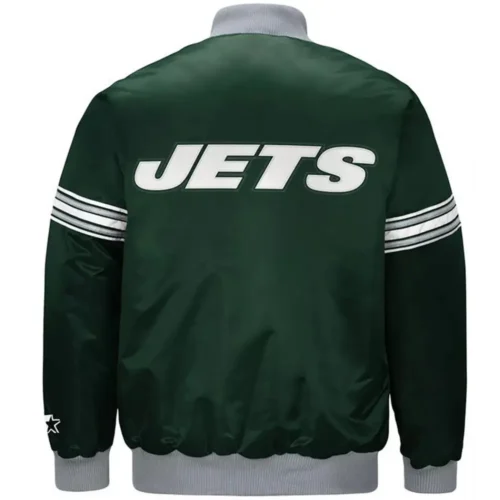Alternative view of New York Jets Draft Pick Full-Snap Green Satin Varsity Jacket