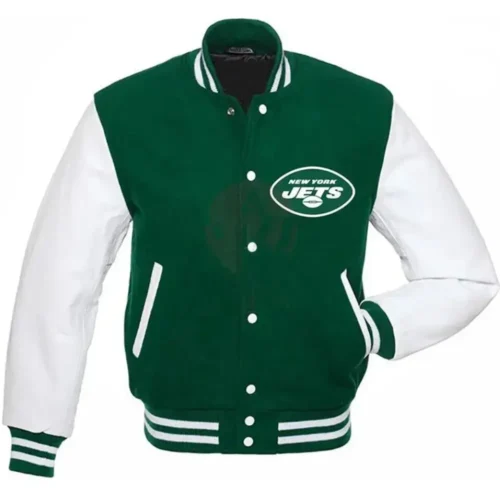 New York Jets Letterman Green/White Wool & Leather Varsity Jacket