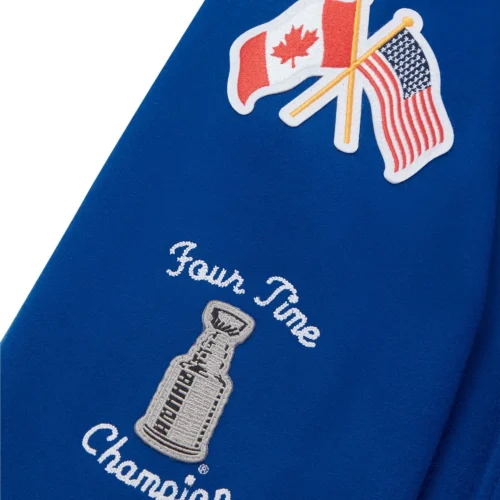 New York Rangers Full-Snap Wool Varsity Jacket - Blue - Image 4