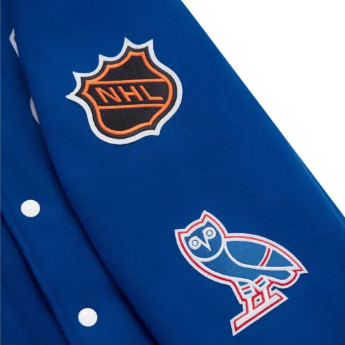 New York Rangers Full-Snap Wool Varsity Jacket - Blue - Image 5