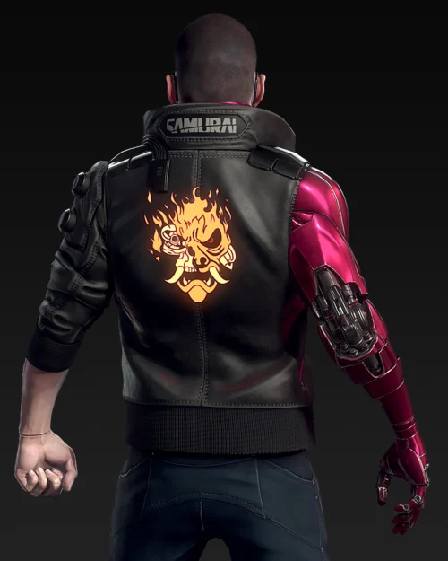 Alternative view of Night City Dreamer Black Bomber Jacket Cyberpunk 2077