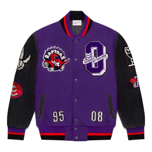 OVO Mitchell And Ness '95 Toronto Raptors Full-Snap Varsity Jacket Purple