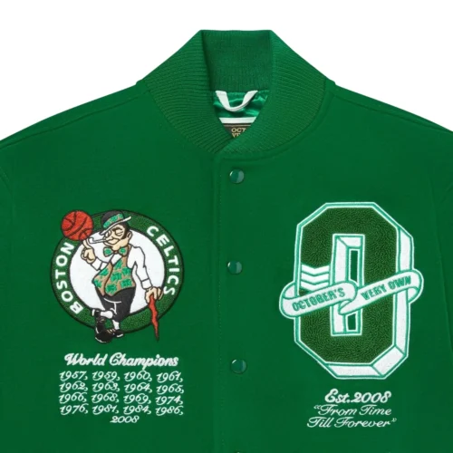 Boston Celtics Full-Snap Wool Varsity Jacket - Green - Image 3