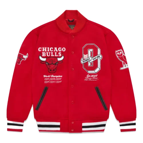 OVO x NBA Chicago Bulls Full-Snap Varsity Jacket