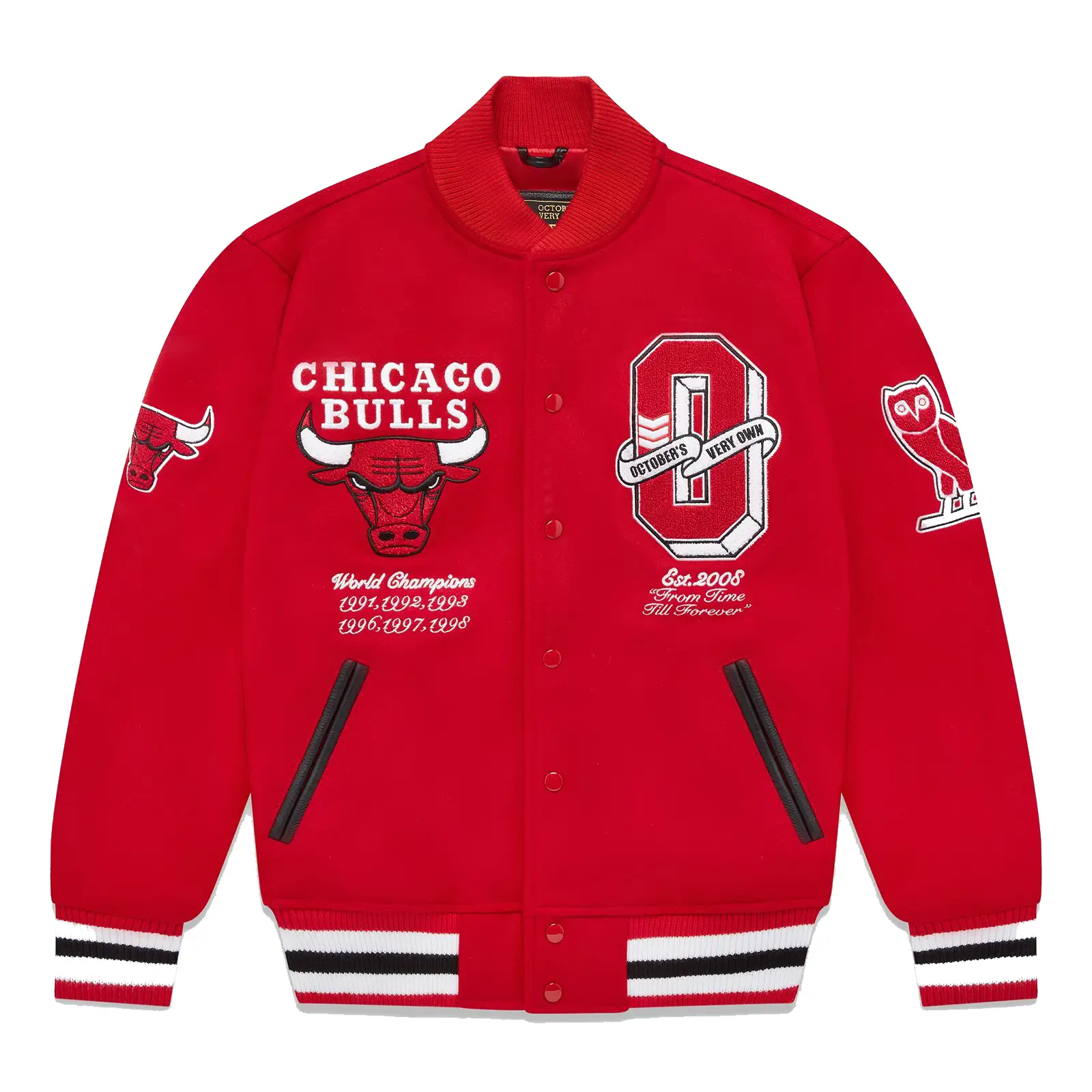 OVO x NBA Chicago Bulls Full-Snap Varsity Jacket