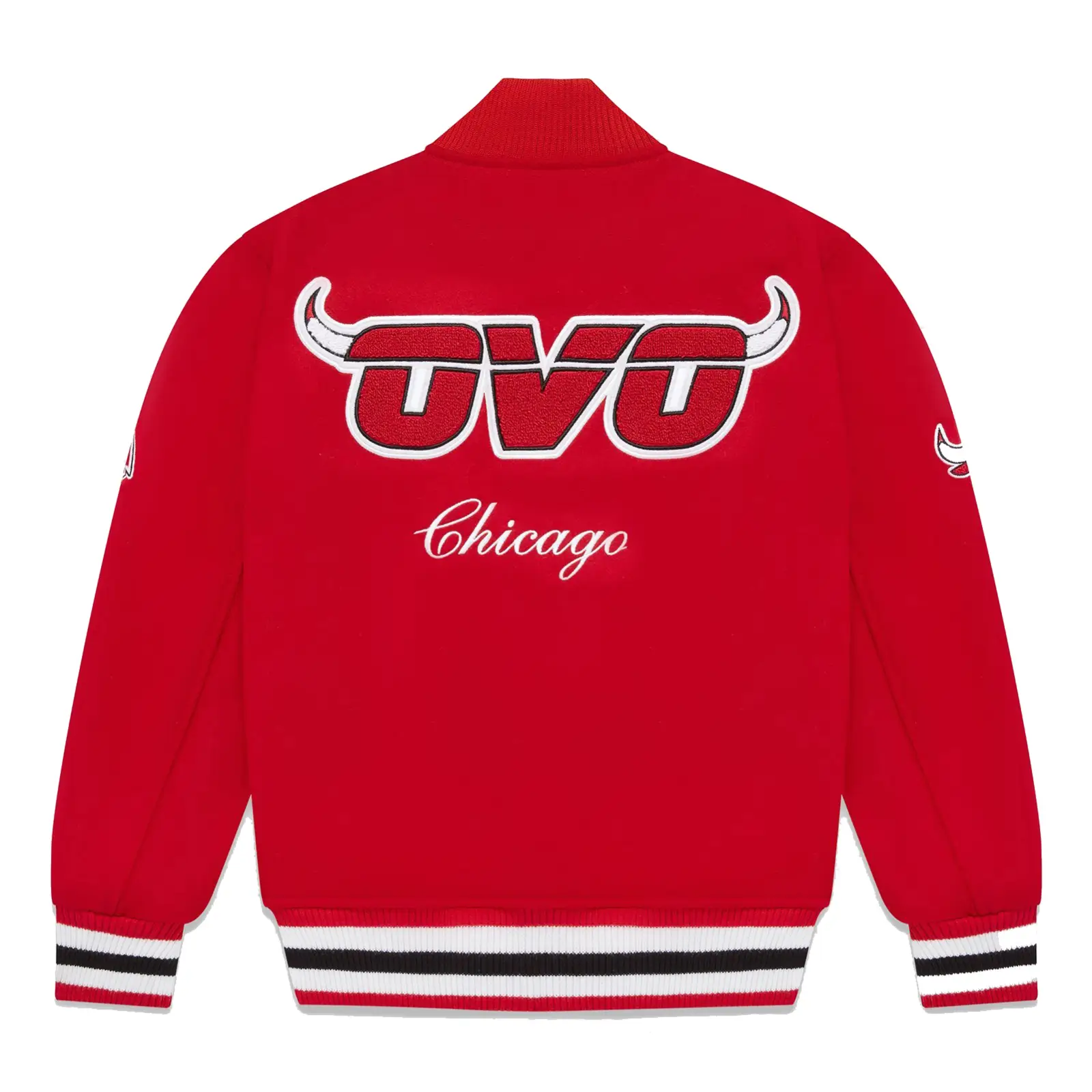 OVO x NBA Chicago Bulls Full-Snap Varsity Jacket - Image 2