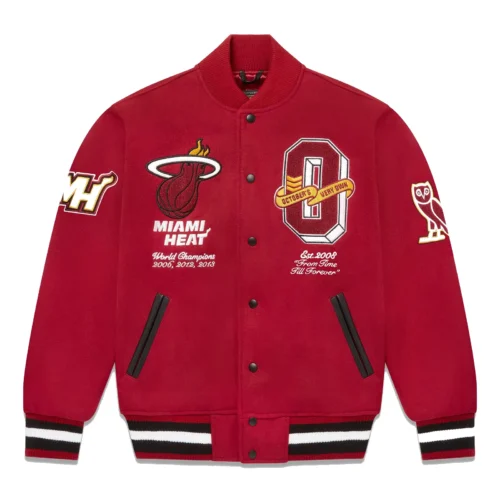 Miami Heat Full-Snap Wool Varsity Jacket - Maroon