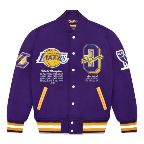 OVO x NBA Los Angeles Lakers Full-Snap Varsity Jacket