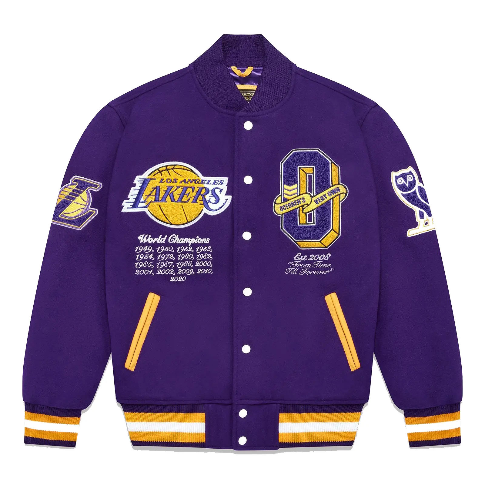 OVO x NBA Los Angeles Lakers Full-Snap Varsity Jacket