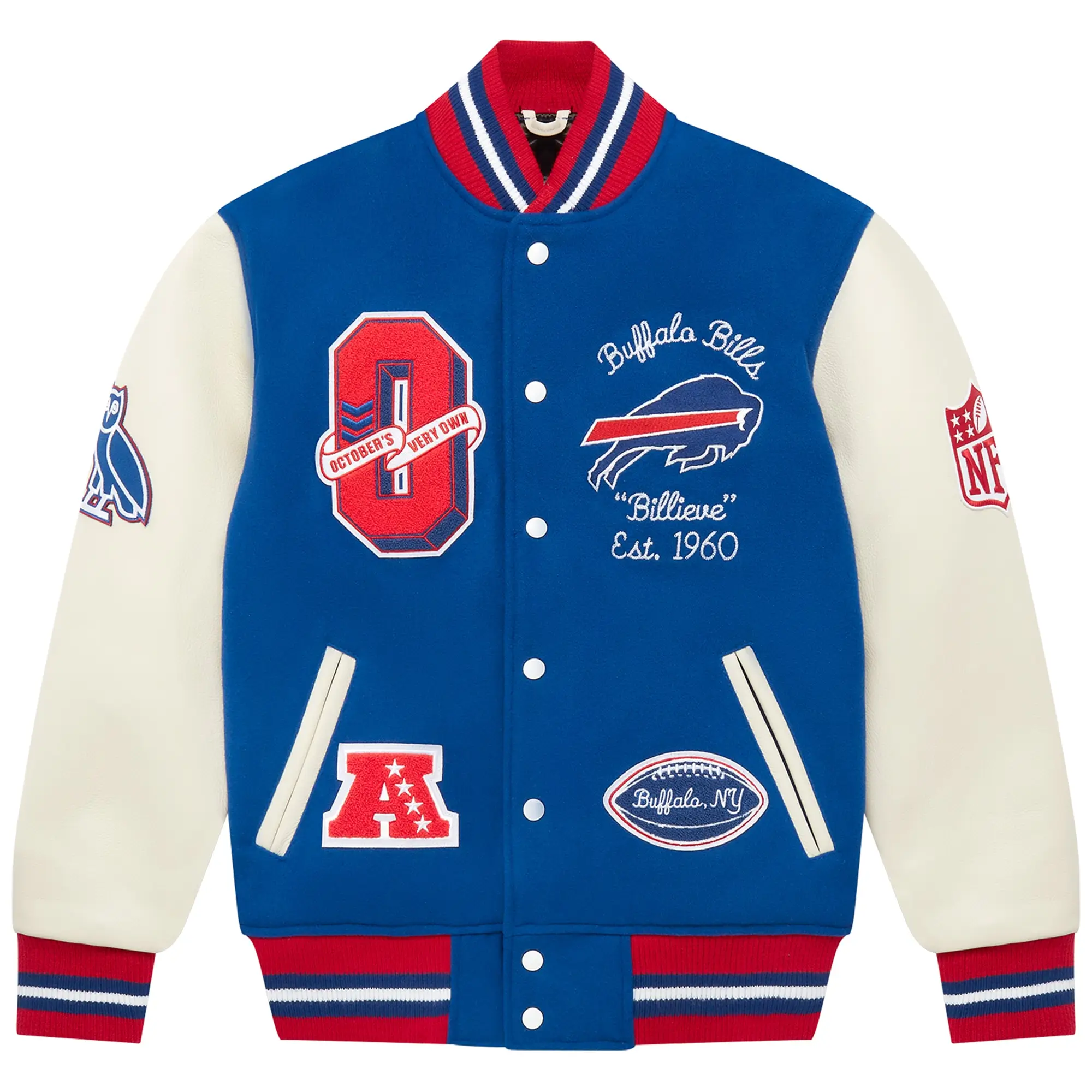 Buffalo Bills Royal Full-Snap Wool & Leather Varsity Jacket