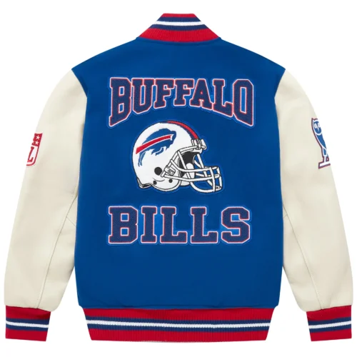 Alternative view of Buffalo Bills Royal Full-Snap Wool & Leather Varsity Jacket