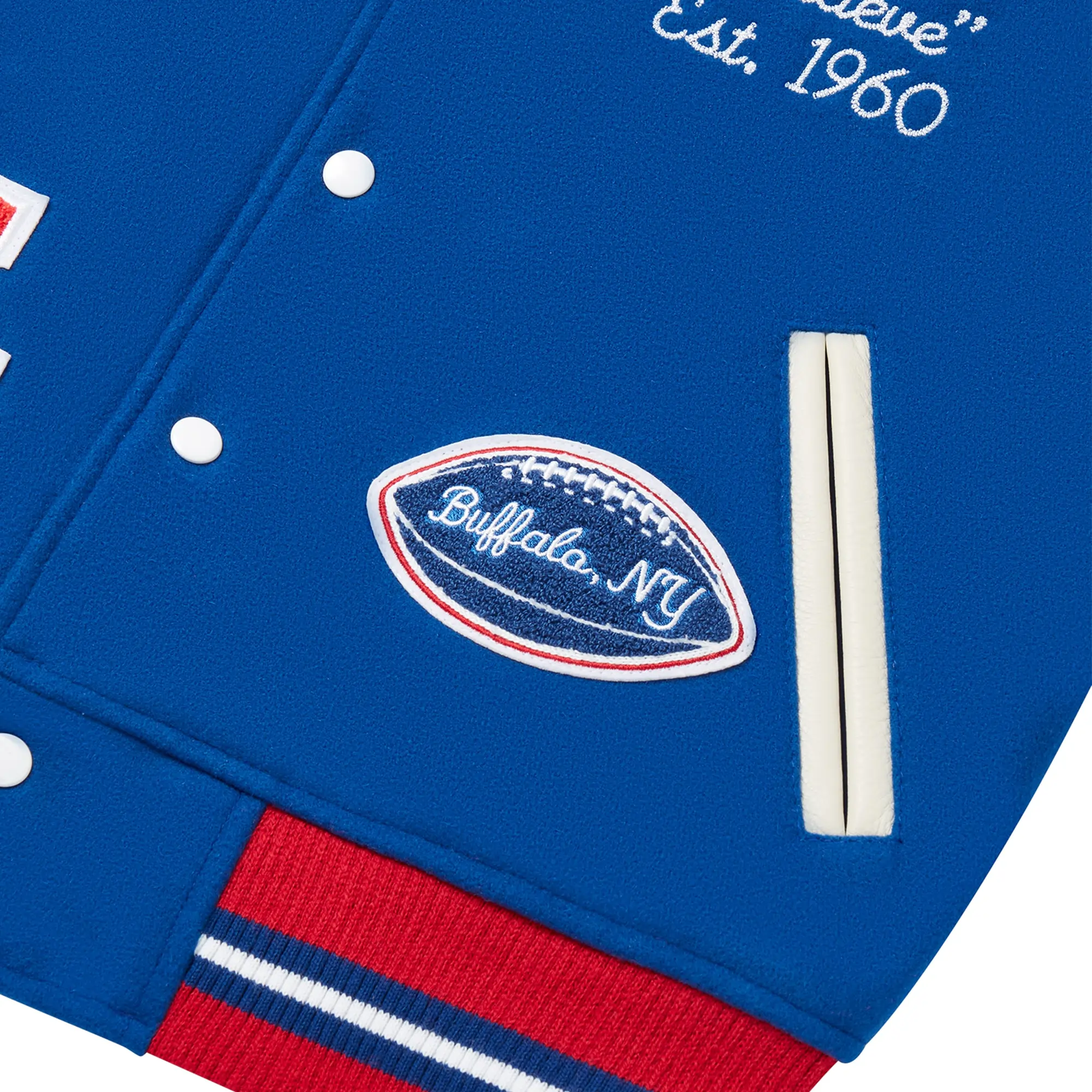 Buffalo Bills Royal Full-Snap Wool & Leather Varsity Jacket - Image 4
