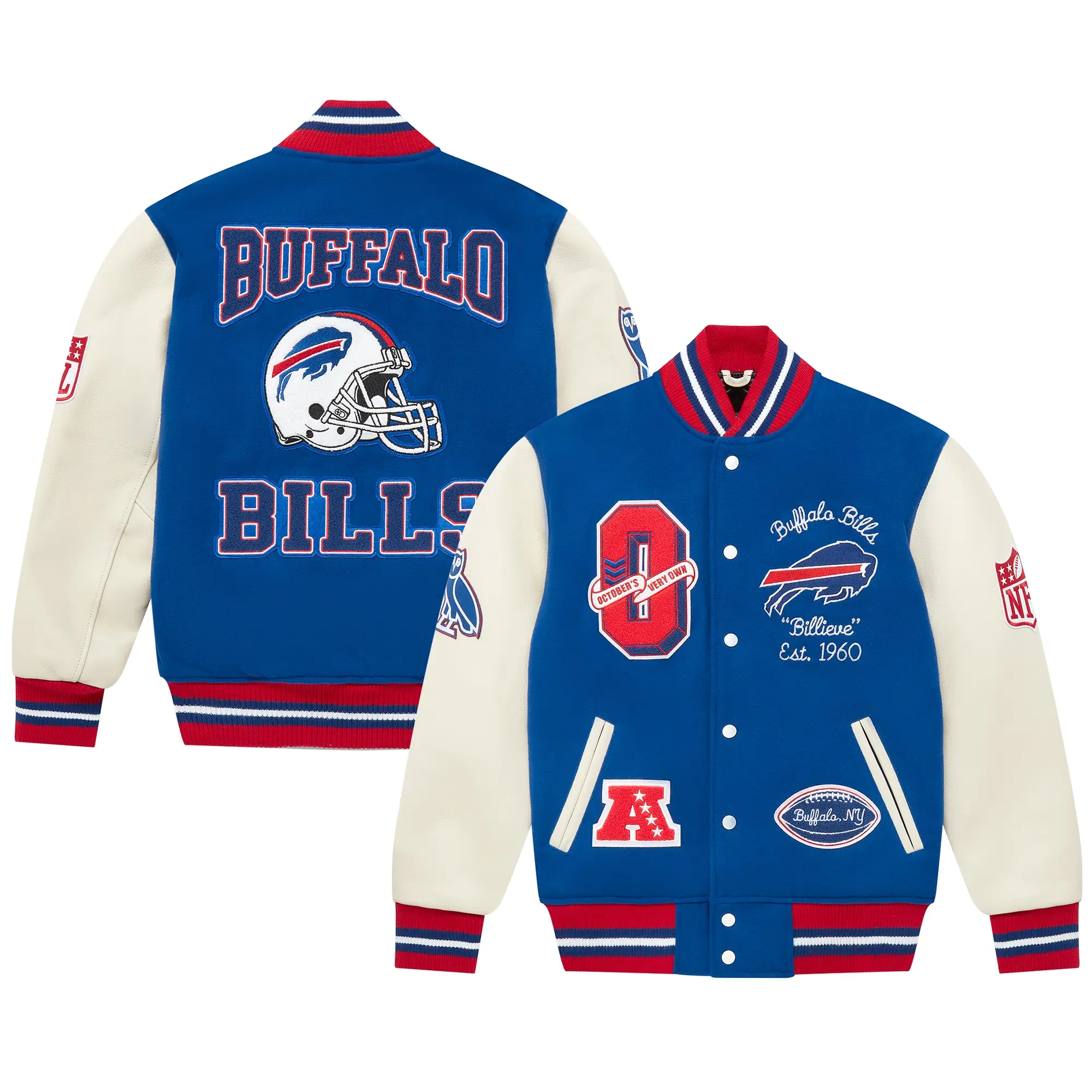 Buffalo Bills Royal Full-Snap Wool & Leather Varsity Jacket - Image 6