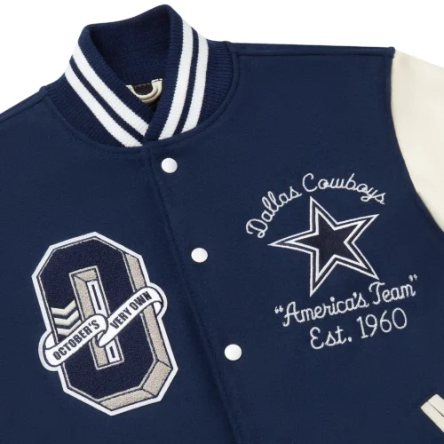Dallas Cowboys Full-Snap Wool & Leather Varsity Jacket - Image 3