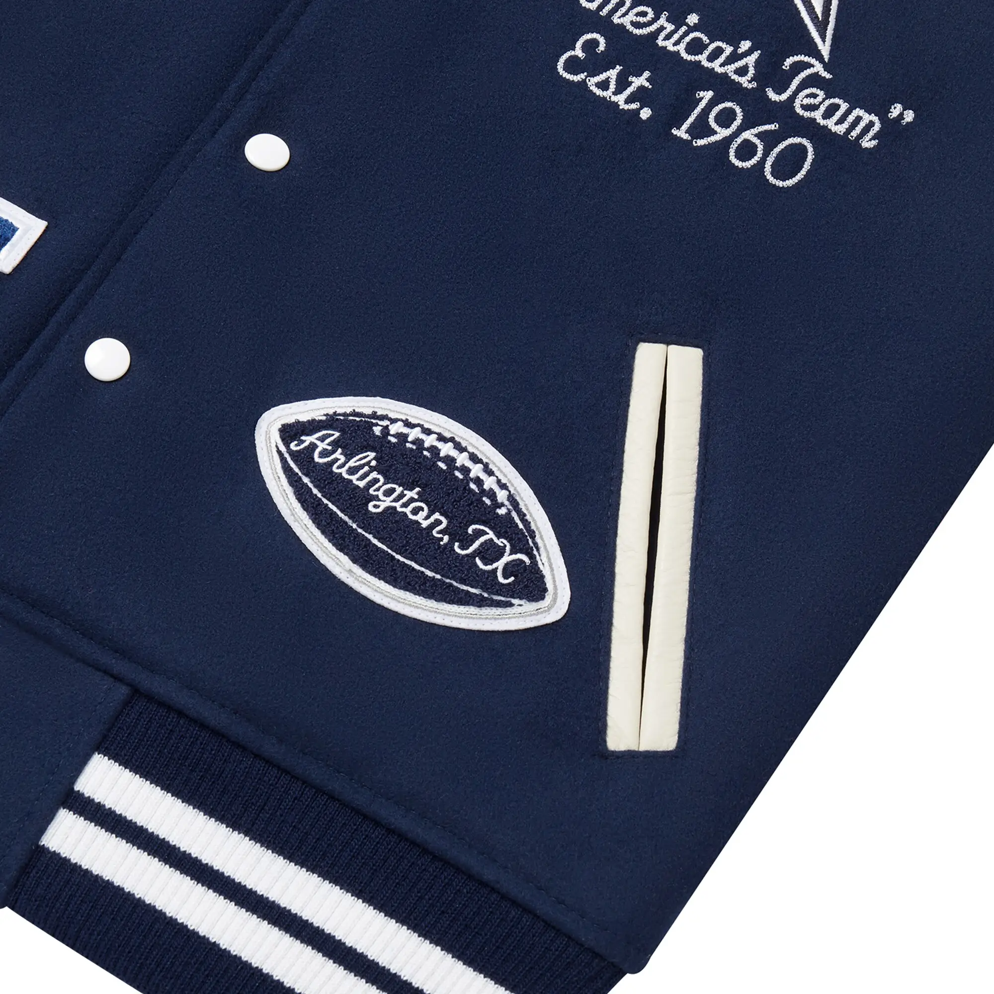Dallas Cowboys Full-Snap Wool & Leather Varsity Jacket - Image 4