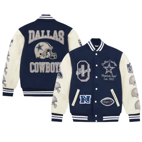 Dallas Cowboys Full-Snap Wool & Leather Varsity Jacket - Image 6