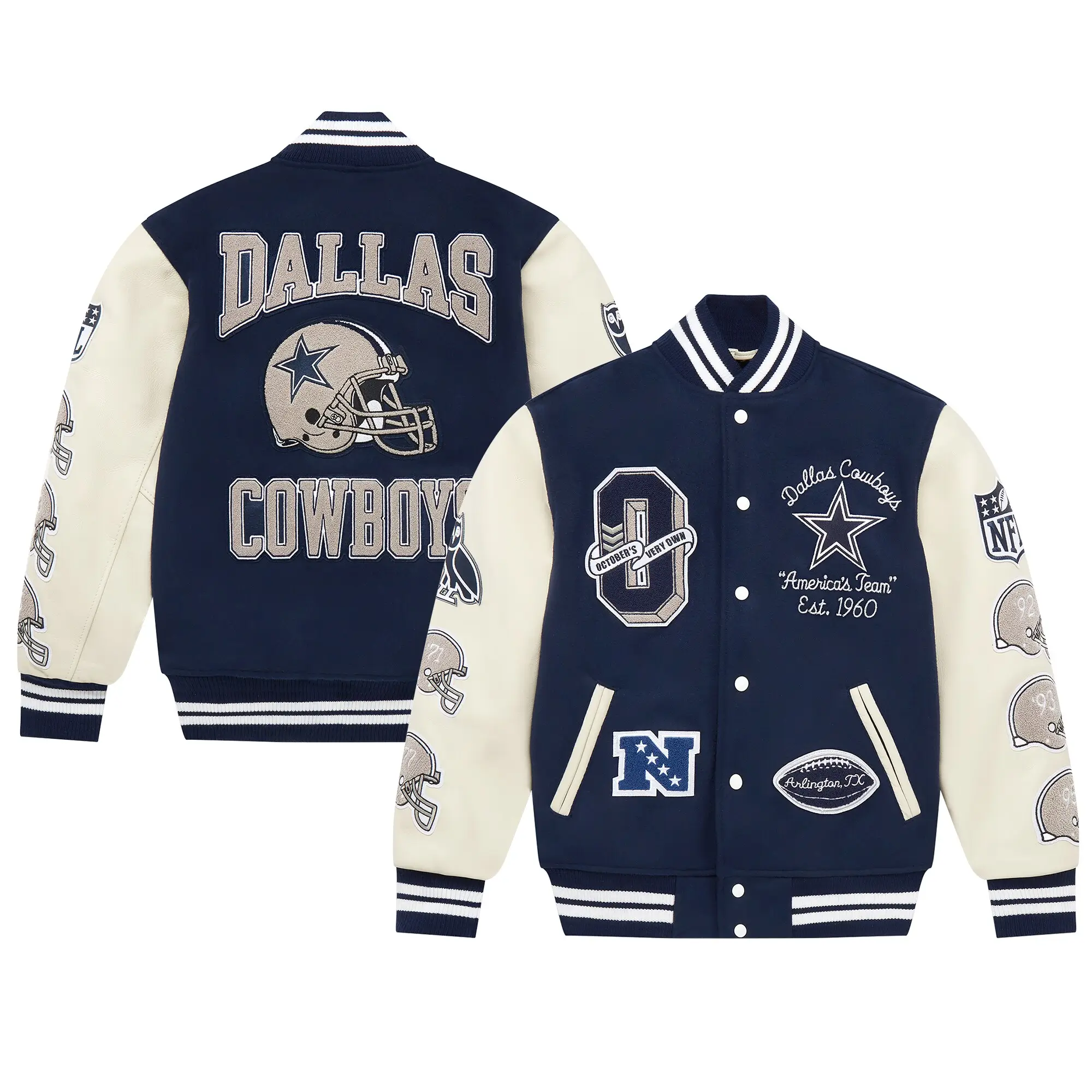 Dallas Cowboys Full-Snap Wool & Leather Varsity Jacket - Image 6