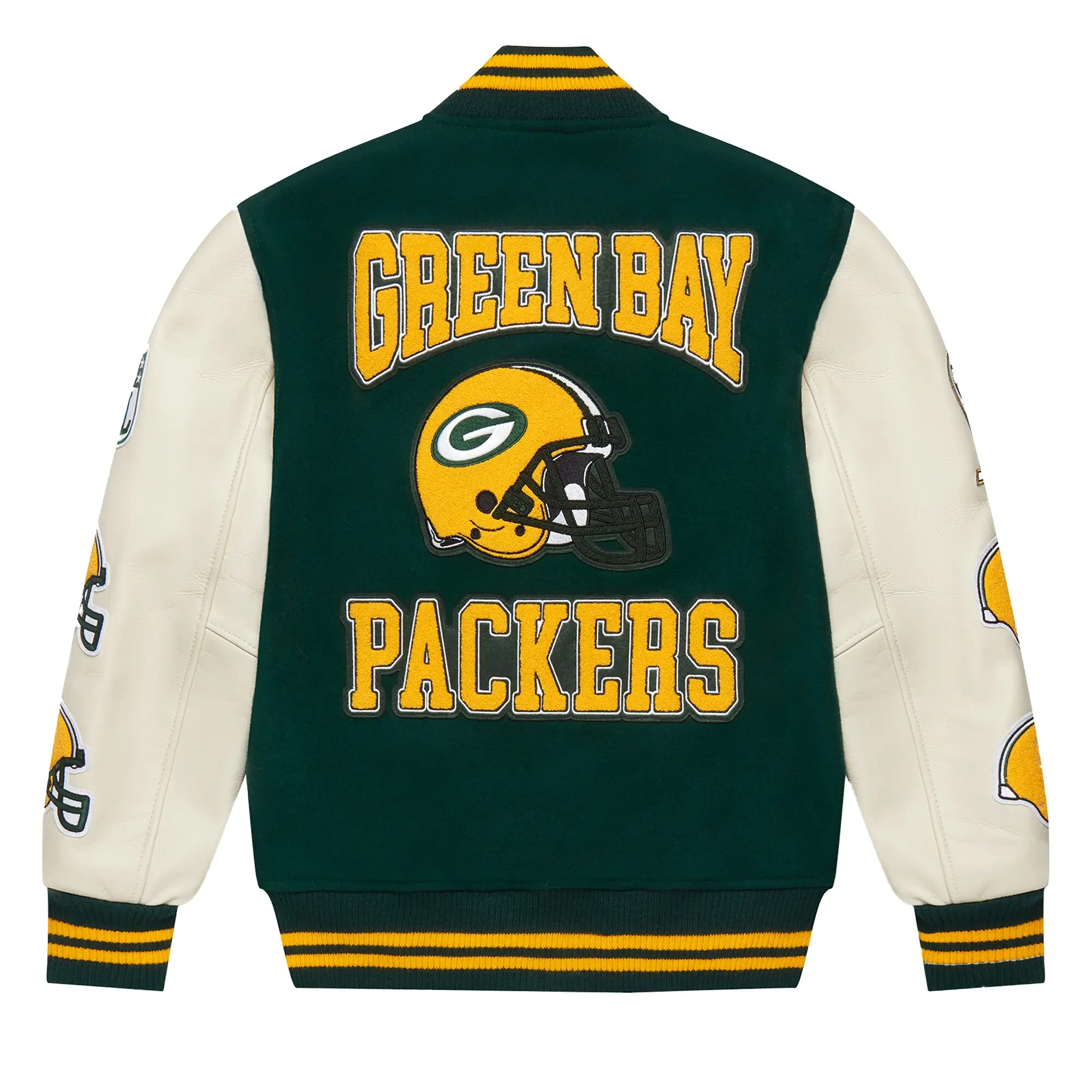 Green Bay Packers Full-Snap Wool & Leather Varsity Jacket - Image 2