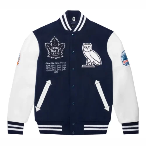 Toronto Maple Leafs Full-Snap Wool & Leather Varsity Jacket - Blue