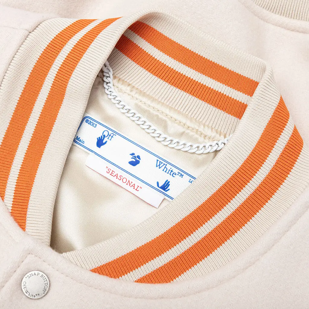 Off-White OW Patch Cream Varsity Jacket - Image 3