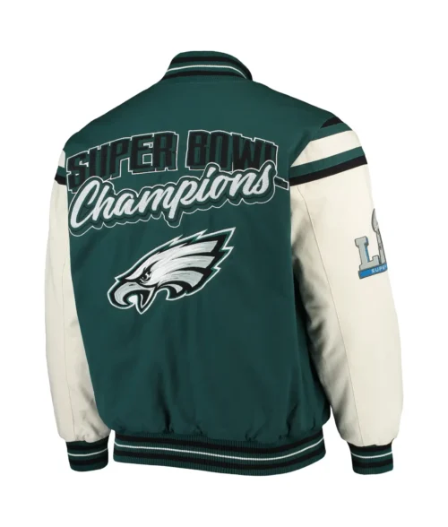 Alternative view of Philadelphia Eagles Victory Formation Commemorative  Satin Green Varsity Jacket