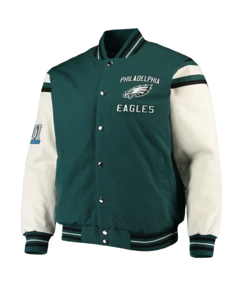 Philadelphia Eagles Victory Formation Commemorative Satin Green Varsity Jacket
