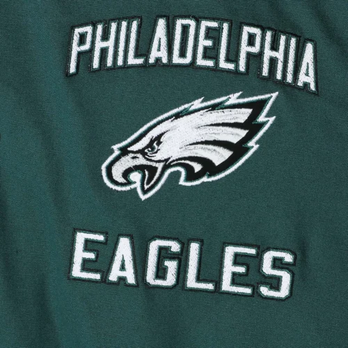 Philadelphia Eagles Victory Formation Commemorative Satin Green Varsity Jacket - Image 3