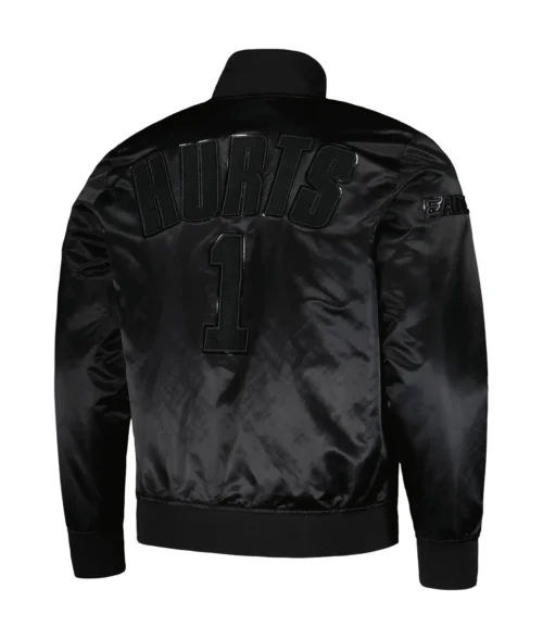 Alternative view of Philadelphia Eagles Triple Black Satin Varsity Jacket