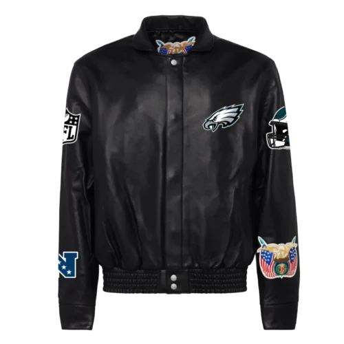 Philadelphia Eagles Full-Snap Black Full Leather Jacket