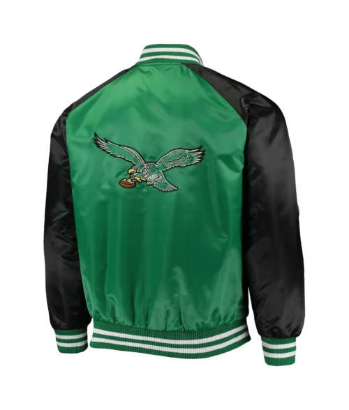 Alternative view of Philadelphia Eagles Lead Off Green & Black Satin Varsity Jacket