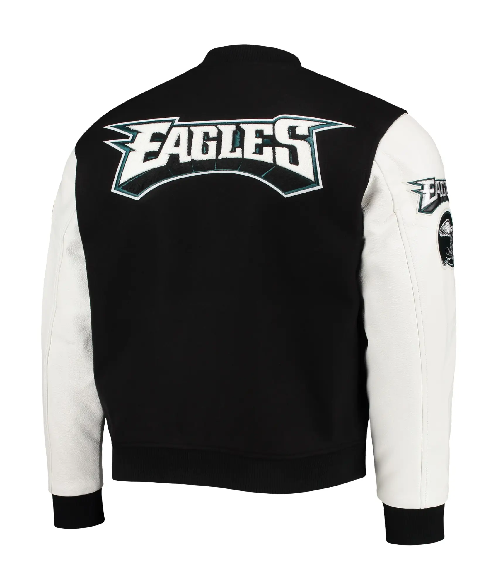 Philadelphia Eagles Classic Wool & Leather Varsity Jacket - Black/White - Image 2