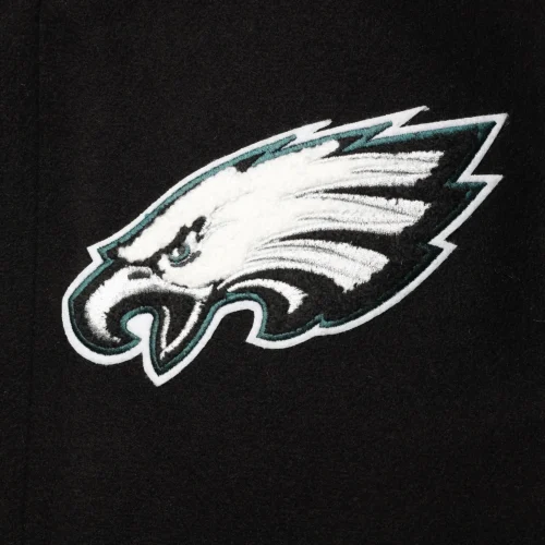Philadelphia Eagles Classic Wool & Leather Varsity Jacket - Black/White - Image 3