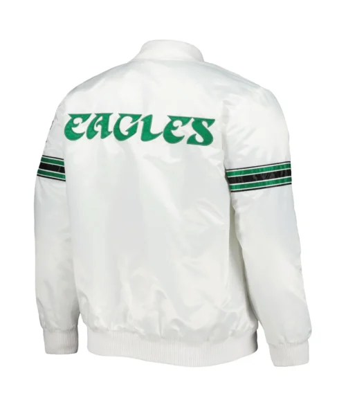 Alternative view of Philadelphia Eagles The Power Forward Full-Snap Satin Varsity White Jacket