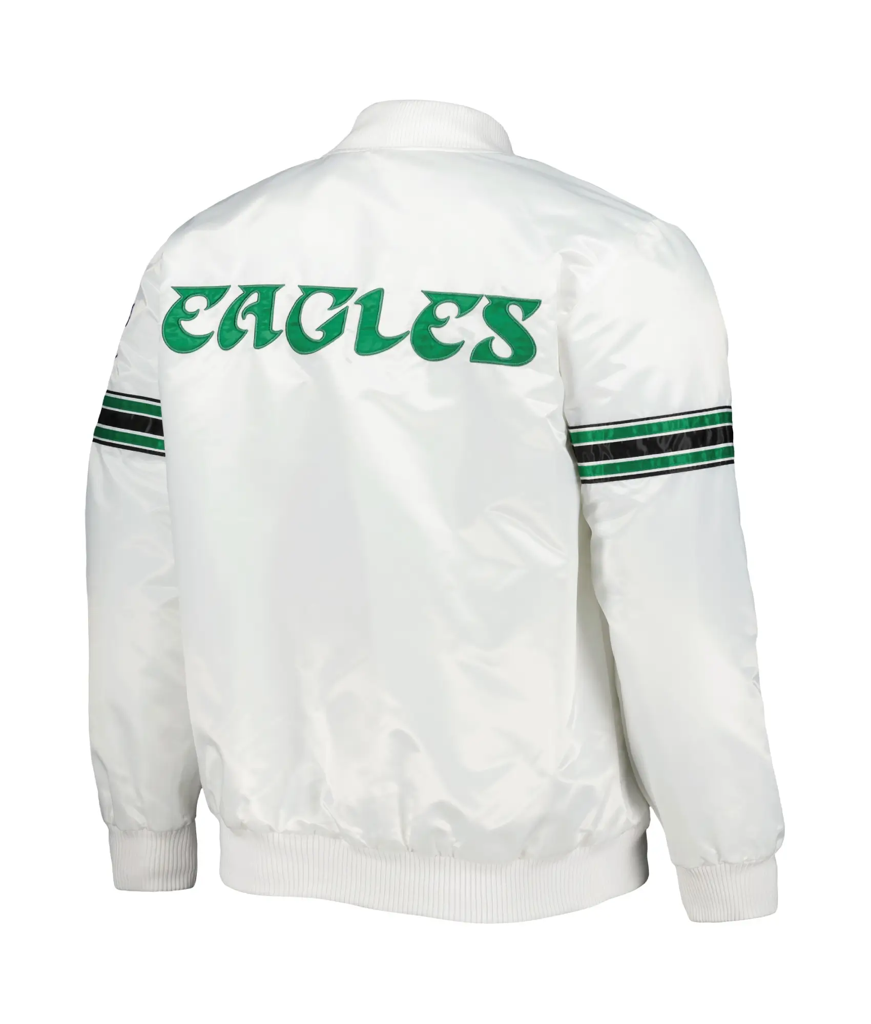 Philadelphia Eagles The Power Forward Full-Snap Satin Varsity White Jacket - Image 2